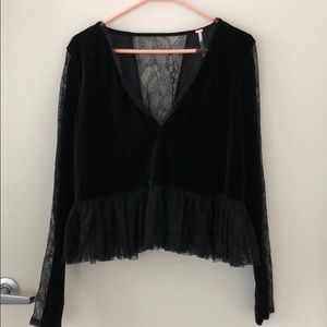 Free People Velvet Lace Top - Size S